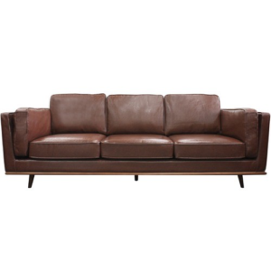 Brown Brooklyn Faux Leather 3 Seater