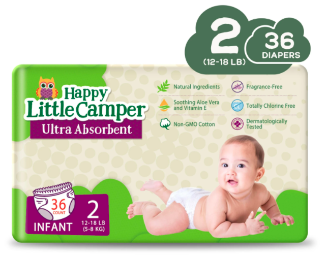Happy Little Camper x Hilary Duff - Size 2 - 36 Count - Ultra-Absorbent Natural Baby Diapers