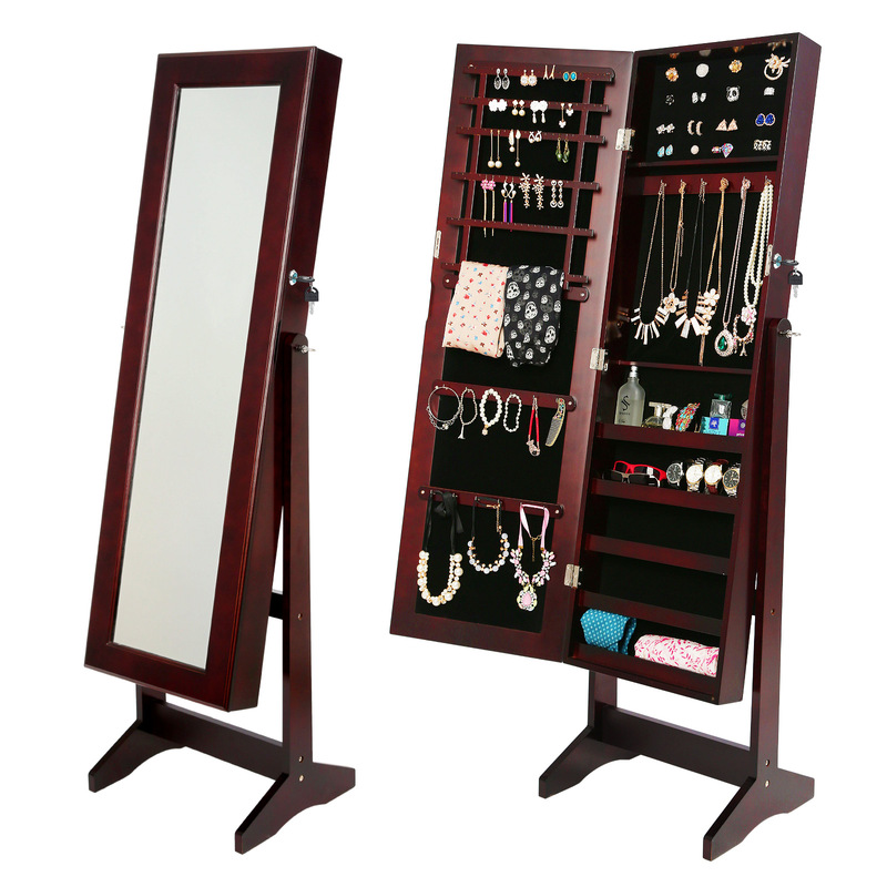 mydeal_ Mirror Jewellery Cabinet LUVO - Walnut